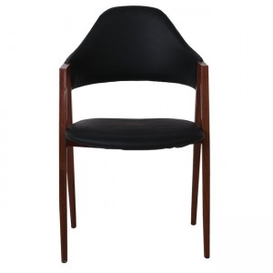 DELTA Πολυθρόνα Μέταλλο Βαφή Καρυδί, Pu Μαύρο 51x51x81cm