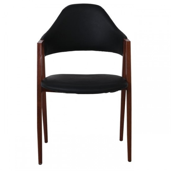 DELTA Πολυθρόνα Μέταλλο Βαφή Καρυδί, Pu Μαύρο 51x51x81cm