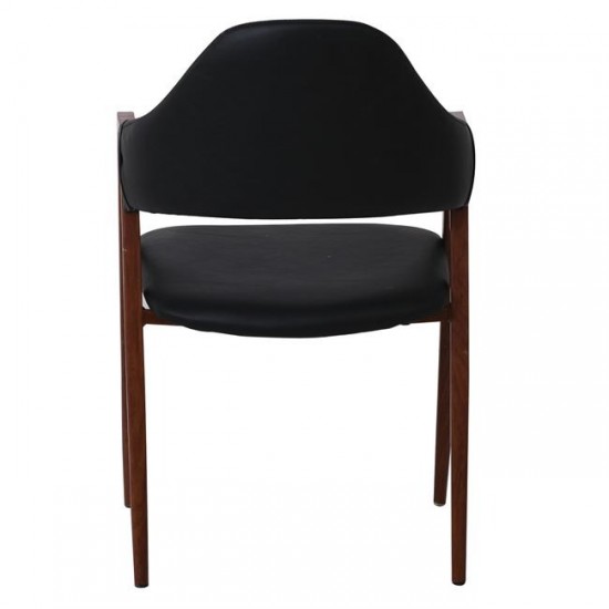 DELTA Πολυθρόνα Μέταλλο Βαφή Καρυδί, Pu Μαύρο 51x51x81cm