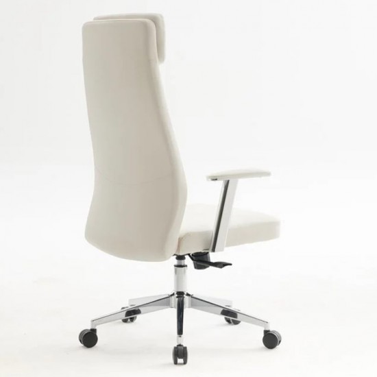 BF8800 Πολυθρόνα Γραφείου Διευθυντή, Pu Άσπρο, Βάση 63x75x115/121cm