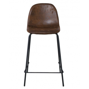 CELINA Σκαμπό BAR με Πλάτη, Μέταλλο Βαφή Μαύρο, Ύφασμα Suede Απόχρωση Καφέ 47x51x77/106cm