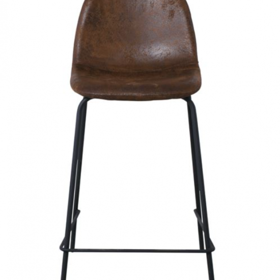 CELINA Σκαμπό BAR με Πλάτη, Μέταλλο Βαφή Μαύρο, Ύφασμα Suede Απόχρωση Καφέ 47x51x77/106cm