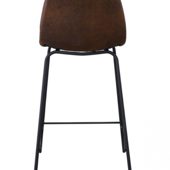 CELINA Σκαμπό BAR με Πλάτη, Μέταλλο Βαφή Μαύρο, Ύφασμα Suede Απόχρωση Καφέ 47x51x77/106cm