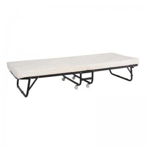 Κρεβάτι Πτυσσόμενο Βοηθητικό Μέταλλο Βαφή Μαύρο, Στρώμα 8cm foam 76x190x38cm