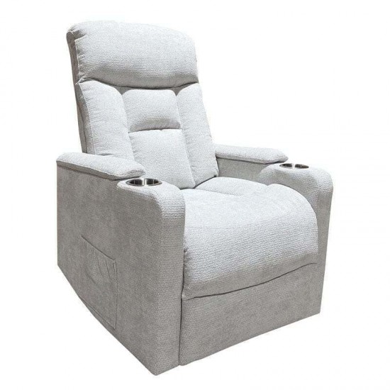 NANCY Lift-Relax Πολυθρόνα Σαλονιού - Καθιστικού, Ύφασμα Ανοιχτό Γκρι (ηλεκτρική ανάκληση) 77x94x109cm