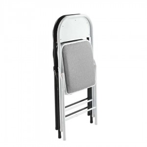 BRENDA Καρέκλα Πτυσσόμενη, Μέταλλο Βαφή Μαύρο, Ύφασμα Γκρι 46x46x78cm