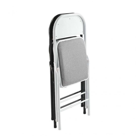 BRENDA Καρέκλα Πτυσσόμενη, Μέταλλο Βαφή Μαύρο, Ύφασμα Γκρι 46x46x78cm