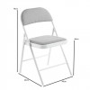 BRENDA Καρέκλα Πτυσσόμενη, Μέταλλο Βαφή Άσπρο, Ύφασμα Γκρι