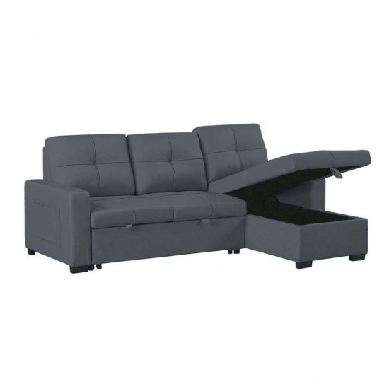 MONTREAL-S Καναπές - Κρεβάτι Γωνία Αναστρέψιμη με Χώρο Αποθήκευσης, Ύφασμα Γκρι 215x150x70x89cm