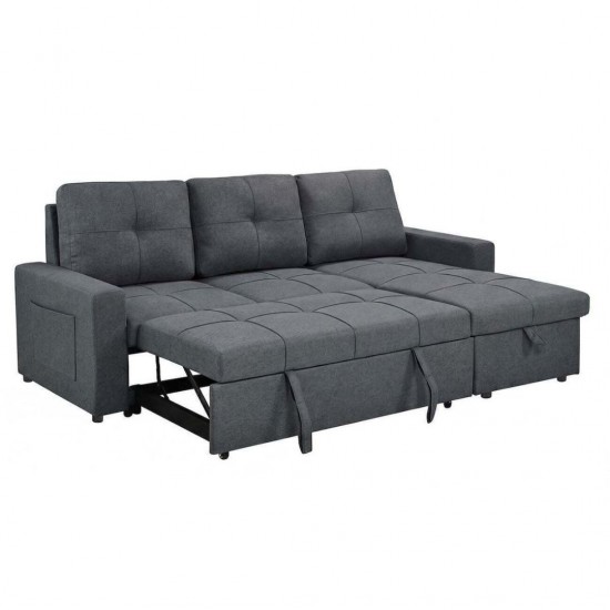 MONTREAL-S Καναπές - Κρεβάτι Γωνία Αναστρέψιμη με Χώρο Αποθήκευσης, Ύφασμα Γκρι 215x150x70x89cm