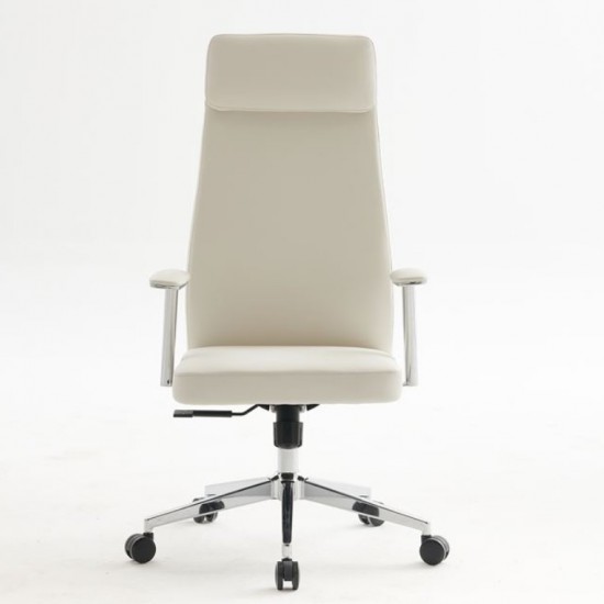 BF8800 Πολυθρόνα Γραφείου Διευθυντή, Pu Άσπρο, Βάση 63x75x115/121cm