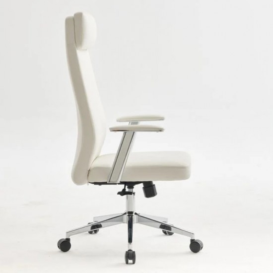 BF8800 Πολυθρόνα Γραφείου Διευθυντή, Pu Άσπρο, Βάση 63x75x115/121cm