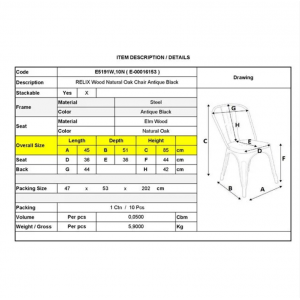 RELIX Wood Καρέκλα-Pro, Μέταλλο Βαφή Antique Black, Απόχρωση Ξύλου Natural Oak 45x51x85cm