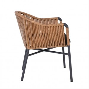 BRAGA Πολυθρόνα Βεράντας-Κήπου ALU Ανθρακί, Wicker Φυσικό, Μαξιλάρι Μαύρο 57x58x77cm