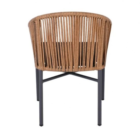 BRAGA Πολυθρόνα Βεράντας-Κήπου ALU Ανθρακί, Wicker Φυσικό, Μαξιλάρι Μαύρο 57x58x77cm