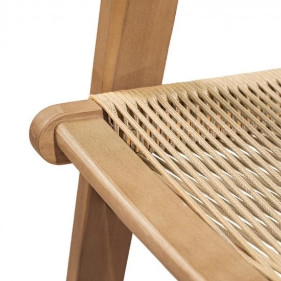 COFFEE Living Πολυθρόνα Καθιστικού Βεράντας - Κήπου, Ακακία Φυσικό-Rope Wicker Μπεζ 66x71x84cm