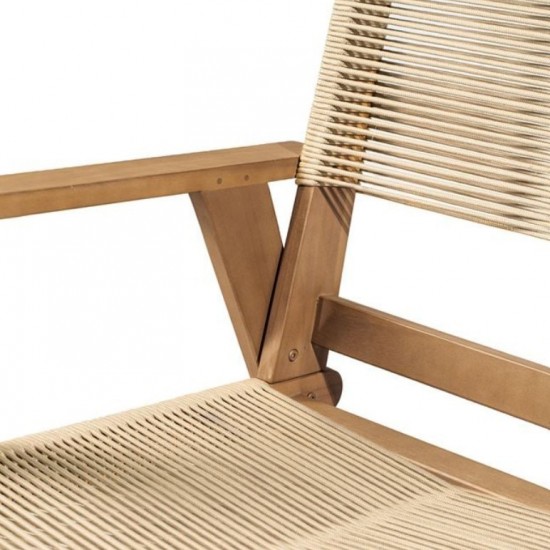 COFFEE Living Πολυθρόνα Καθιστικού Βεράντας - Κήπου, Ακακία Φυσικό-Rope Wicker Μπεζ 66x71x84cm