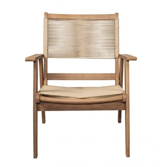 COFFEE Living Πολυθρόνα Καθιστικού Βεράντας - Κήπου, Ακακία Φυσικό-Rope Wicker Μπεζ 66x71x84cm