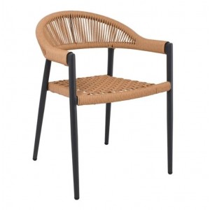 MADISON Πολυθρόνα Βεράντας- Κήπου, ALU Ανθρακί, Rope Wicker Φυσικό, Στοιβαζόμενη 58x56x78cm