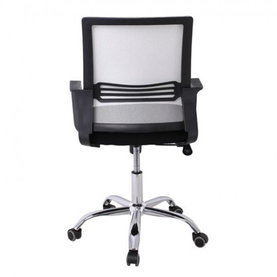BF2110 Πολυθρόνα Γραφείου Μέταλλο Χρώμιο, Mesh Γκρι - Μαύρο 58x60x94/104cm