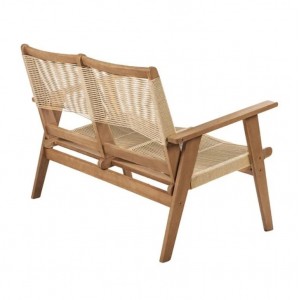 COFFEE Living Καναπές 2θέσιος Καθιστικού Βεράντας-Κήπου, Ακακία Φυσικό-Rope Wicker Μπεζ