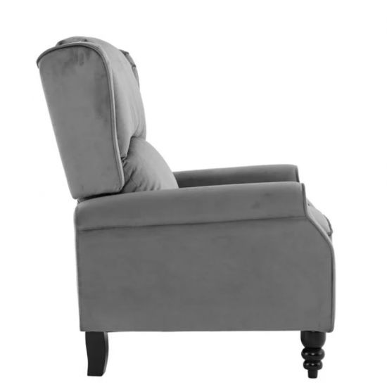 SIMPLE Relax Πολυθρόνα Μπερζέρα Σαλονιού, Καθιστικού, Ύφασμα Velure Γκρι 72x84x97cm