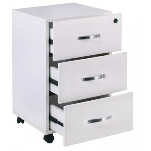 UNIT Συρταριέρα Γραφείου, 3 Συρτάρια, Τροχήλατη, Melamine Απόχρωση Άσπρο 38x42x63cm