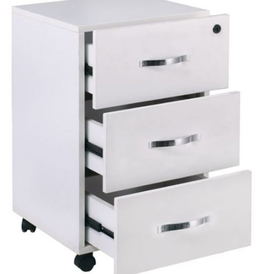 UNIT Συρταριέρα Γραφείου, 3 Συρτάρια, Τροχήλατη, Melamine Απόχρωση Άσπρο 38x42x63cm