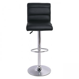 DYLAN Σκαμπό BAR με Πλάτη, Χρώμιο, PU Μαύρο 40x52x97/118cm