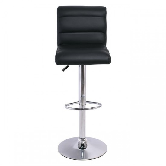 DYLAN Σκαμπό BAR με Πλάτη, Χρώμιο, PU Μαύρο 40x52x97/118cm