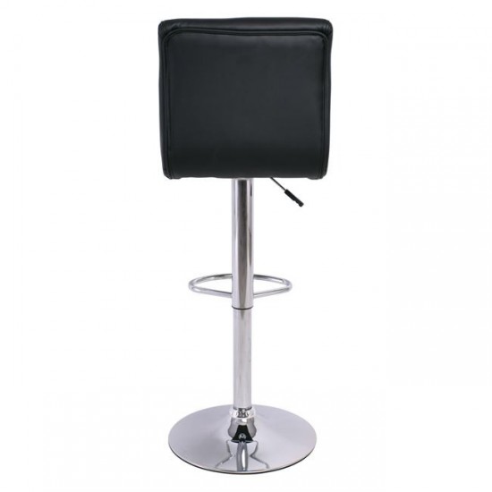 DYLAN Σκαμπό BAR με Πλάτη, Χρώμιο, PU Μαύρο 40x52x97/118cm