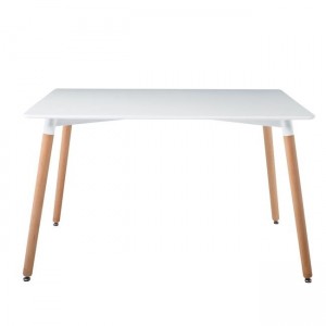 ART Τραπέζι Τραπεζαρίας Κουζίνας, Άσπρο MDF, Πόδια Οξιά Φυσικό 120x80x73cm