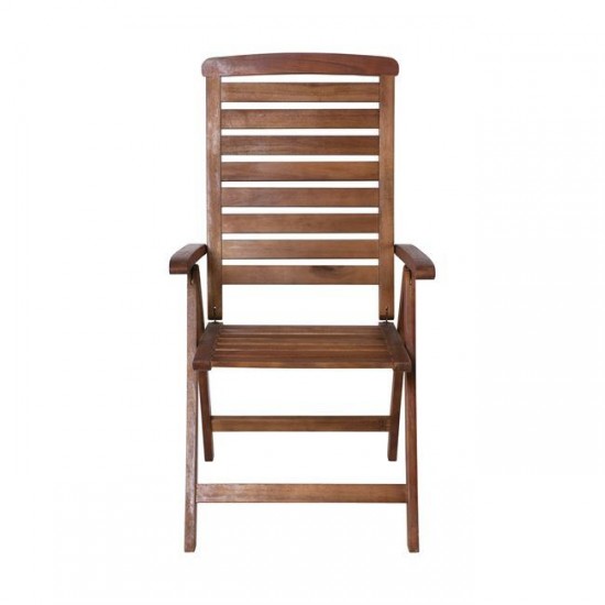 GARDEN Πολυθρόνα Βεράντας - Κήπου, Ξύλο Ακακία, Ψηλή Πλάτη 5 Θέσεων, Πτυσσόμενη, Καρυδί 58x70x110cm