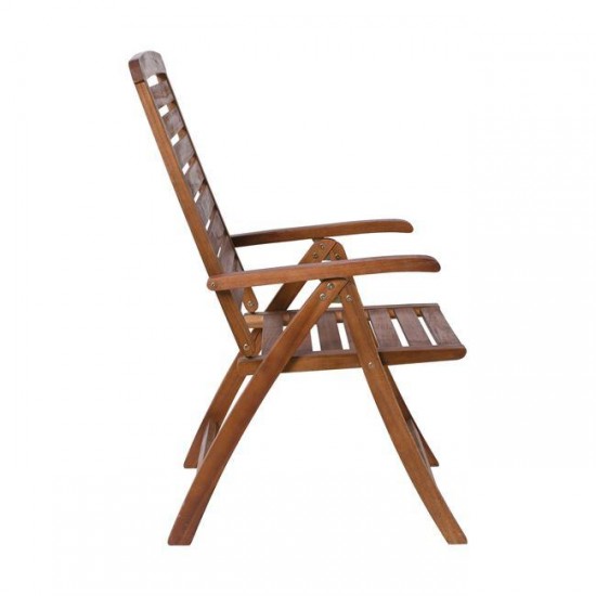 GARDEN Πολυθρόνα Βεράντας - Κήπου, Ξύλο Ακακία, Ψηλή Πλάτη 5 Θέσεων, Πτυσσόμενη, Καρυδί 58x70x110cm