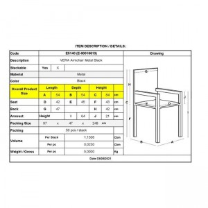 VERA Πολυθρόνα Μέταλλο Βαφή Μαύρο