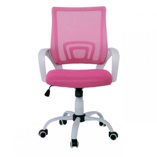 BF2101-S Πολυθρόνα Γραφείου με Ανάκλιση Άσπρο - Ροζ Mesh 57x53x86/96cm