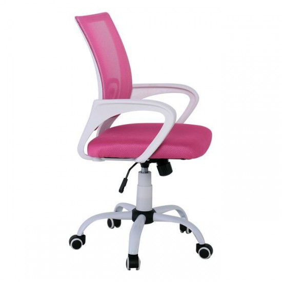 BF2101-S Πολυθρόνα Γραφείου με Ανάκλιση Άσπρο - Ροζ Mesh 57x53x86/96cm