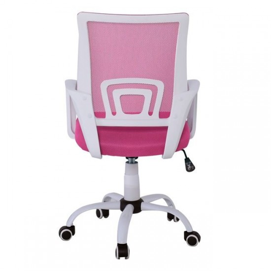 BF2101-S Πολυθρόνα Γραφείου με Ανάκλιση Άσπρο - Ροζ Mesh 57x53x86/96cm