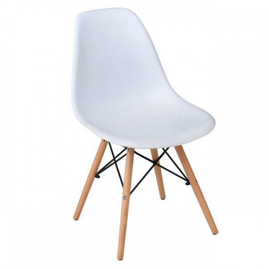 ART Wood Καρέκλα Τραπεζαρίας - Κουζίνας, Πόδια Οξιά, Κάθισμα PP Άσπρο - 1 Step K/D - Pro 46x53x81cm