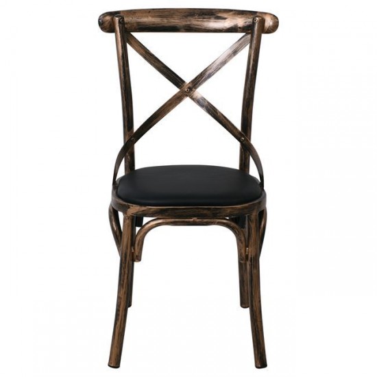 MARLIN Καρέκλα Τραπεζαρίας Μέταλλο Βαφή Black Gold, PU Μαύρο 52x46x91cm