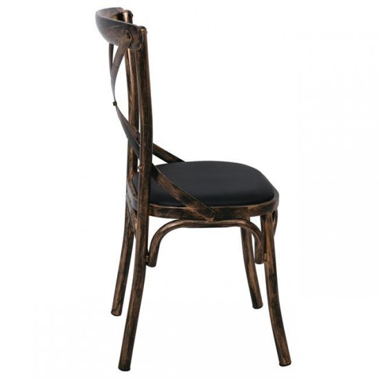 MARLIN Καρέκλα Τραπεζαρίας Μέταλλο Βαφή Black Gold, PU Μαύρο 52x46x91cm