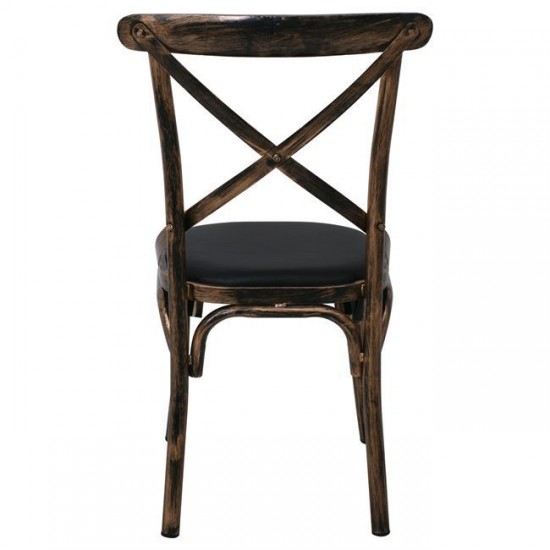 MARLIN Καρέκλα Τραπεζαρίας Μέταλλο Βαφή Black Gold, PU Μαύρο 52x46x91cm