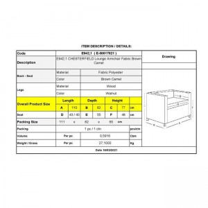 CHESTERFIELD Πολυθρόνα Σαλονιού - Καθιστικού, Ύφασμα Απόχρωση Καφέ Camel 110x82x77cm