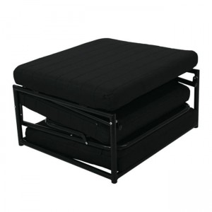 LOGAN Σκαμπό - Κρεβάτι, Σαλονιού - Καθιστικού, Στρώμα 7cm, Ύφασμα Μαύρο 72x65x42cm