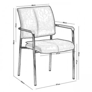 ELDER Πολυθρόνα Γραφείου Επισκέπτη Χρώμιο, PU Μαύρο 57x64x84cm