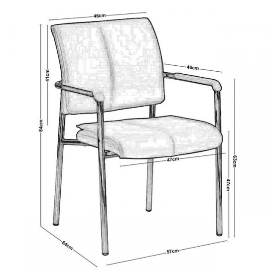 ELDER Πολυθρόνα Γραφείου Επισκέπτη Χρώμιο, PU Μαύρο 57x64x84cm