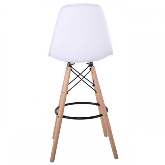 ART Wood Σκαμπό BAR με Πλάτη, Πόδια Οξιά Φυσικό, PP Άσπρο 47x54x71/109cm