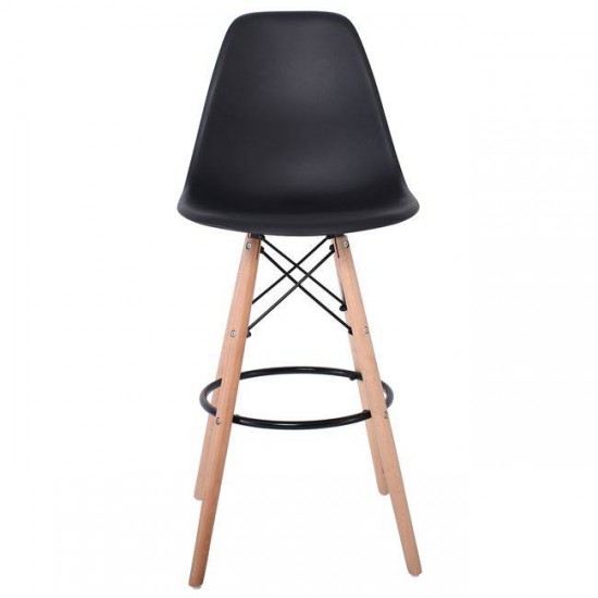 ART Wood Σκαμπό BAR με Πλάτη, Πόδια Οξιά Φυσικό, PP Μαύρο 47x54x71/109cm