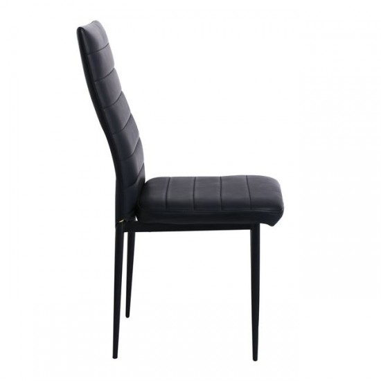 JETTA Καρέκλα Τραπεζαρίας Κουζίνας, Μέταλλο Βαφή Μαύρο Pvc Μαύρο (Συσκ.6)  40x50x95cm