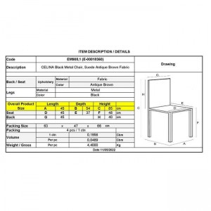 CELINA Καρέκλα Μέταλλο Βαφή Μαύρο, Ύφασμα Suede Καφέ Antique 45x54x85cm